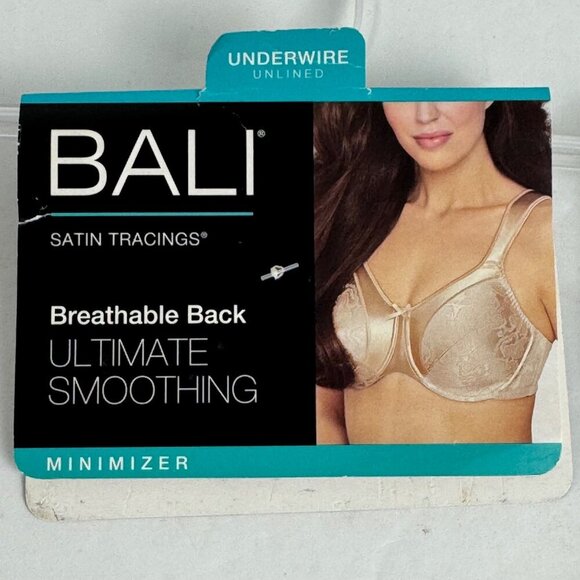 Bali NEW 38C Satin Tracings Underwire Minimizer Bra Black Unpadded DF3562 - Picture 9 of 10